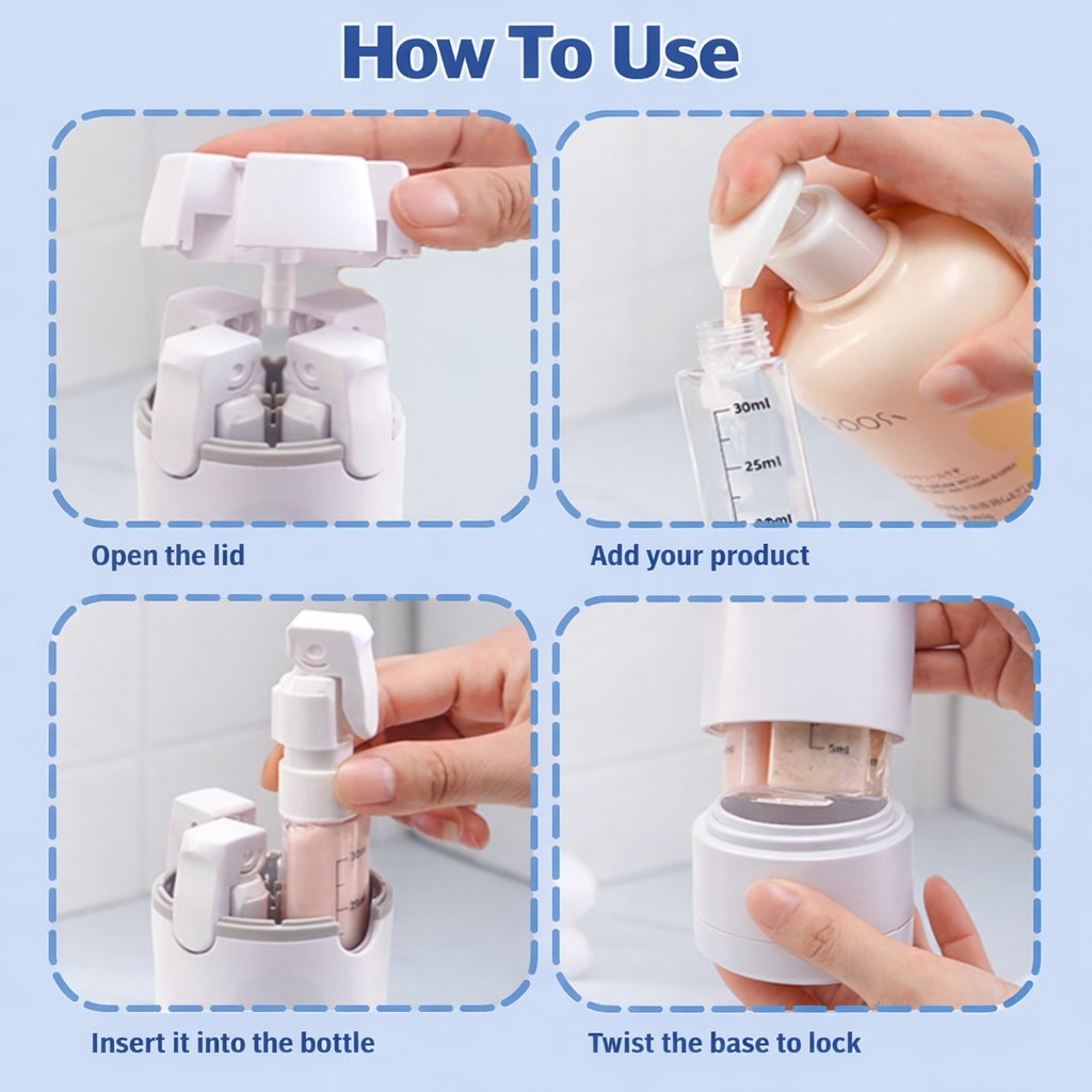 4-in-1 Travel Dispenser Bottle
